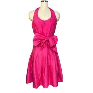 Sara Campbell Vintage 1980s Pink Silk Halter Midi Dress| Size 8